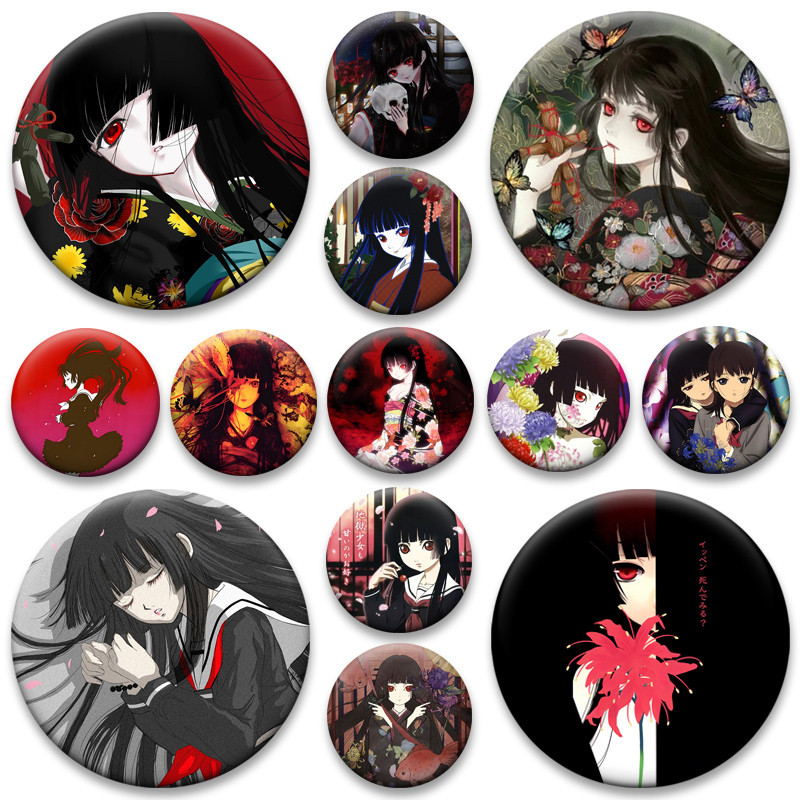 Anime Jigoku Shoujo Hell Girl Nút Chân Enma Ai Hoạt Hình Huy Hiệu Tròn Sáng Tạo Trâm Cài Cho Ba Lô P