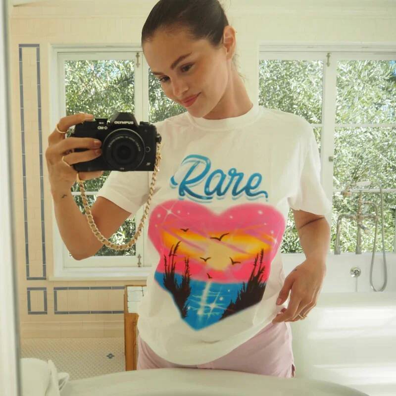 ALBUM BÌA TEE Selena Gomez Thời Trang Vintage Mới cottonT-shirt Top Goth Grunge Cổ Tròn Chất Lượng C