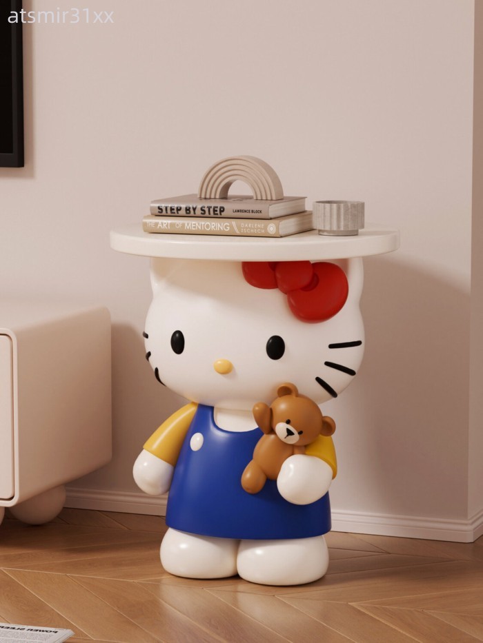[HÀNG MỚI VỀ] Đồ trang trí sàn hình mèo Hello Kitty phong cách kem dành cho phòng khách, tủ TV, gh