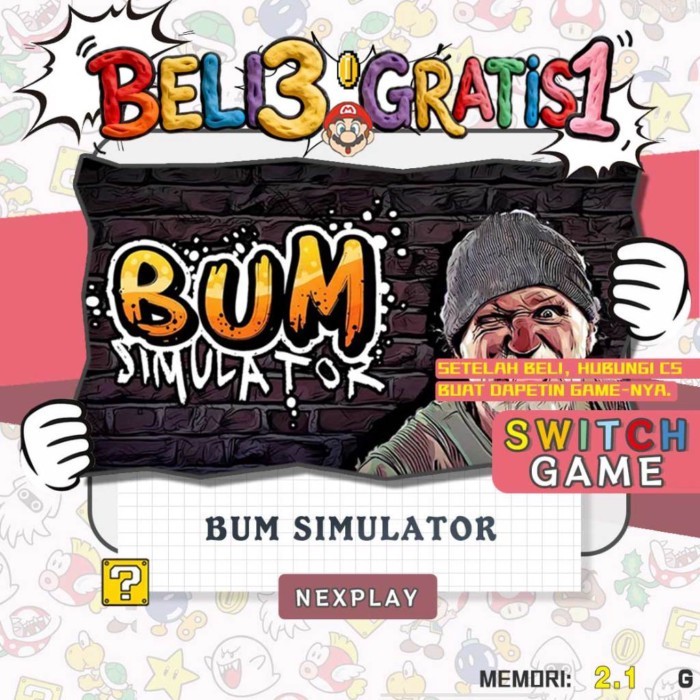 Bum Simulator  Nintendo Switch MUA 3 TẶNG 1