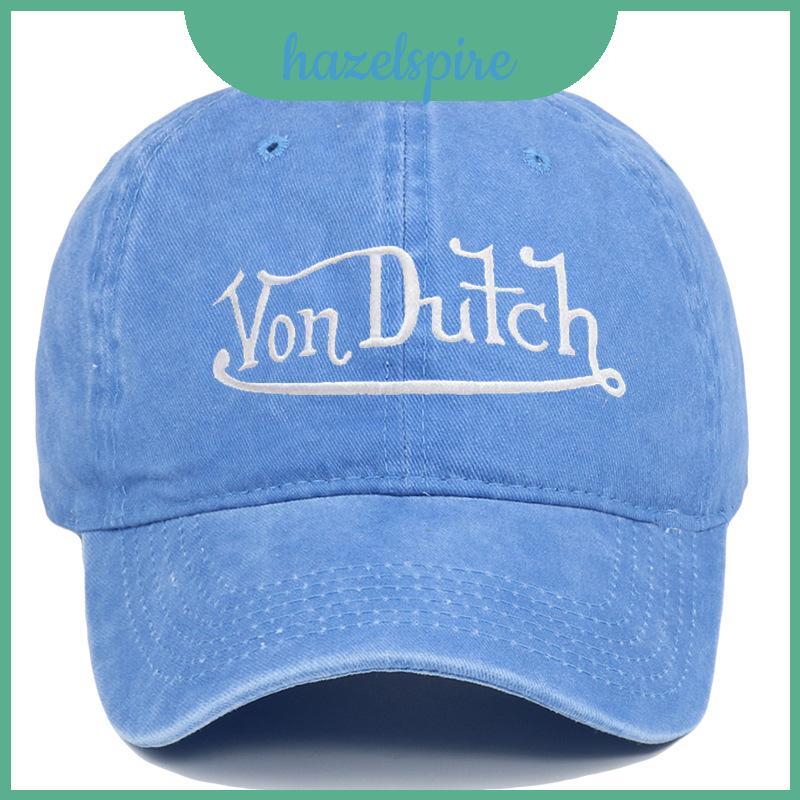Mũ bóng chày Cotton Dutch Von có viền thêu và cong để du lịch và giải trí