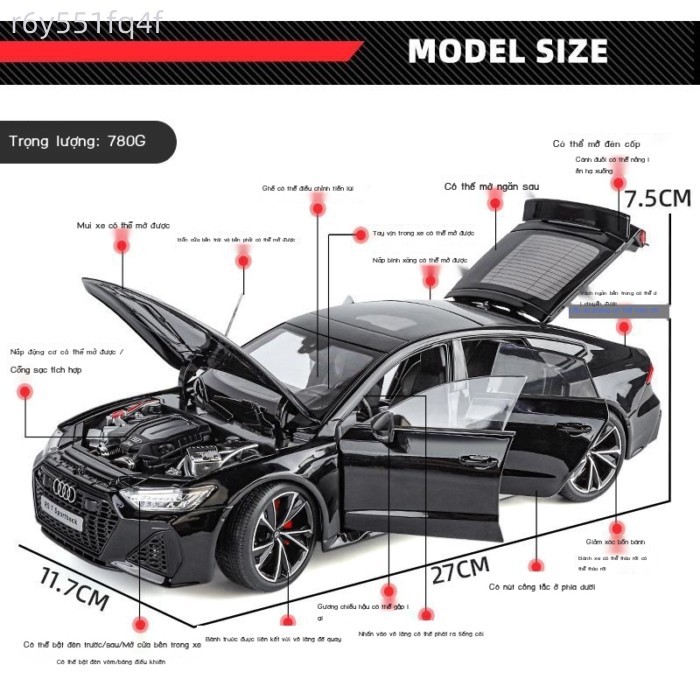 (Mới về) 1:18 Audi RS7 Chìa Khóa Điều Khiển Từ Xa Phiên Bản Hợp Kim Xe Ô Tô Đồ Chơi Mô Hình Bộ Sưu