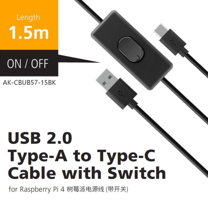 Cáp Dữ Liệu Mới Raspberry Pi 4B Cáp Nguồn usb Cáp Chuyển Đổi 5V3ARaspberry Pi 4B Cáp Loại c