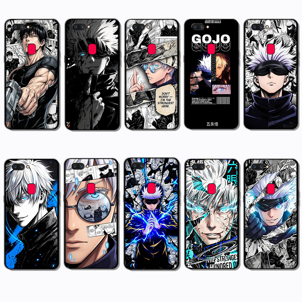 Ốp điện thoại màu đen mềm cho OPPO A1 A1K A3S A5 A5S A7 A8 A9 A11 jujutsu Kaisen Gojo Cover