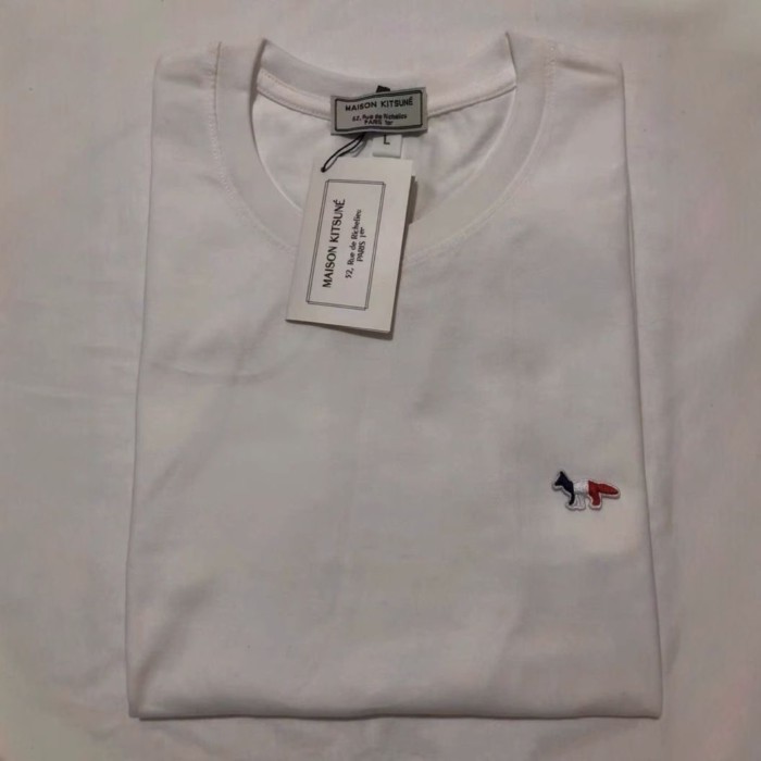 Maison Kitsune Áo thun ngắn tay ba màu Fox giản dị và thời trang dành cho nam và nữ