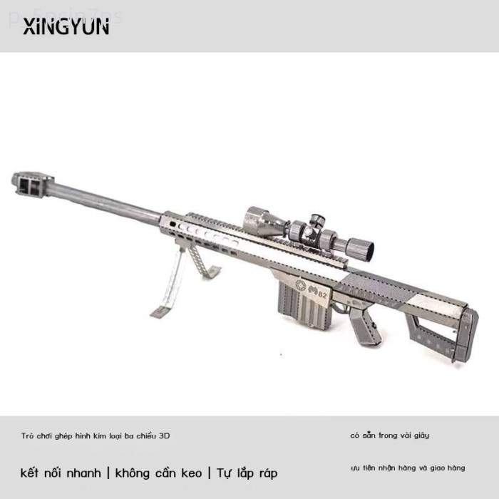 [HÀNG MỚI VỀ] Mô hình súng lục bắn tỉa Barrett 3D bằng kim loại, đồ chơi lắp ráp giáo dục tự làm t
