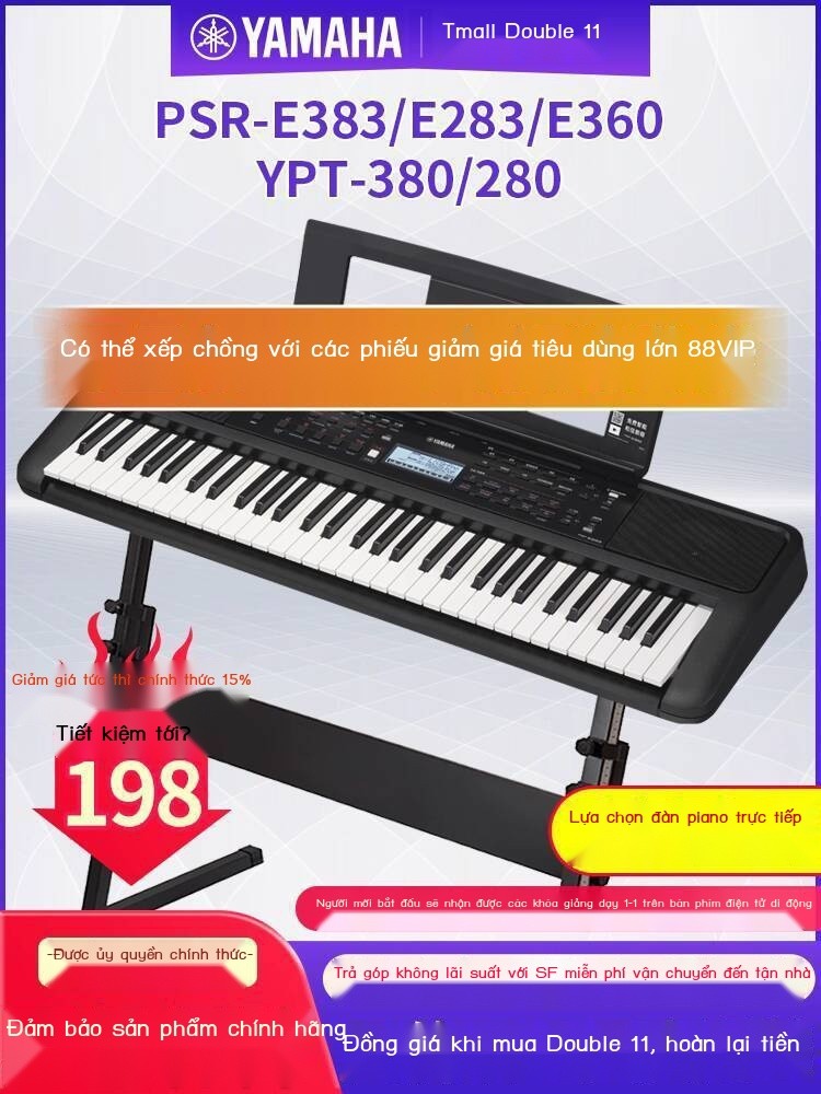[GIÁ TỐT CHỌN MẪU] Bàn phím điện tử Yamaha PSR-E383/E360 cho mới bắt đầu, người lớn, 61 phím, sử dụ