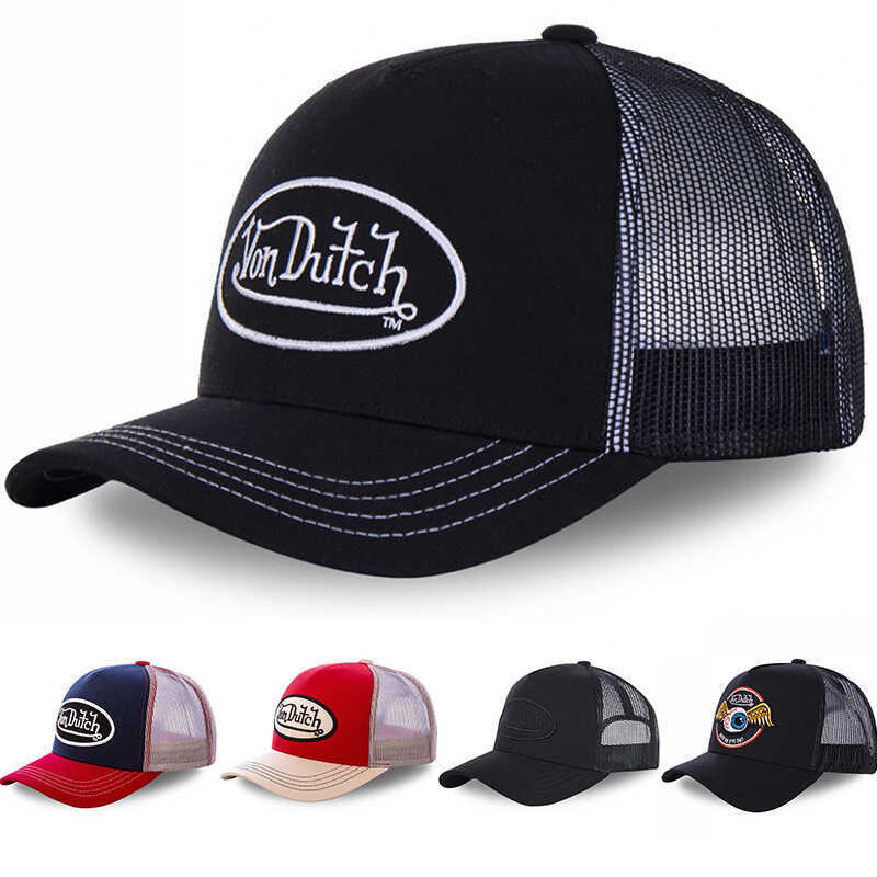 {} Mũ bóng chày VON Chữ chống nắng Lưới thêu DUTCH Trucker Hat TEMPU