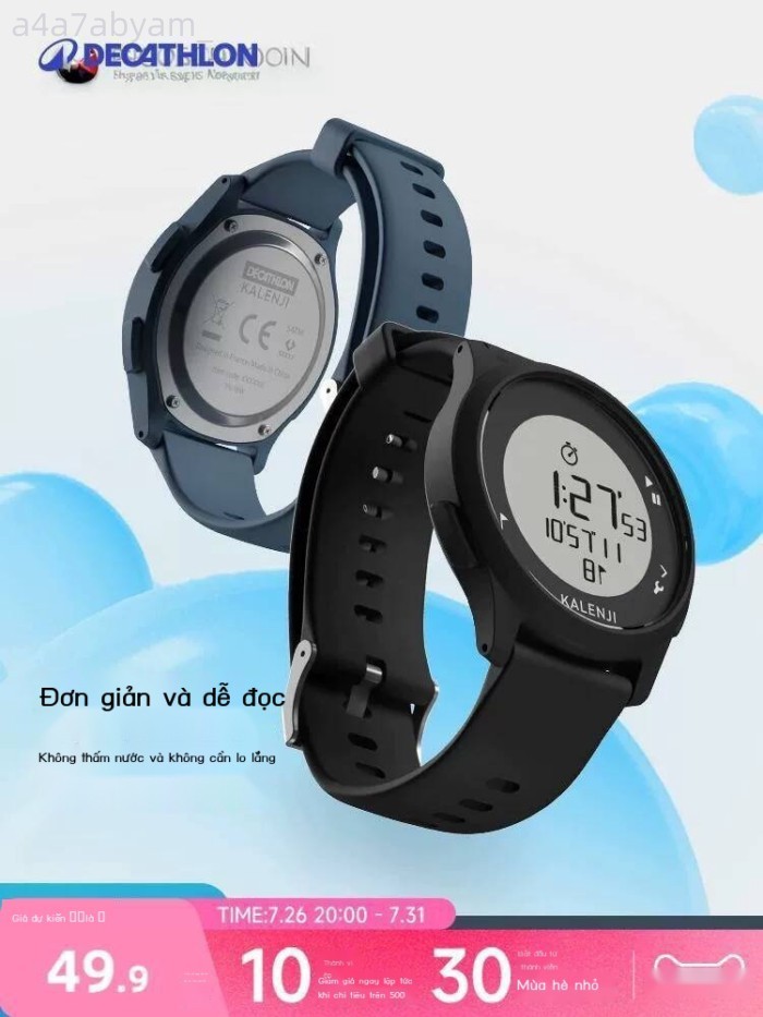 [ Siêu Tiết kiệm] Đồng hồ điện tử học sinh Decathlon chống nước thể thao trẻ em W100 phong cách ret