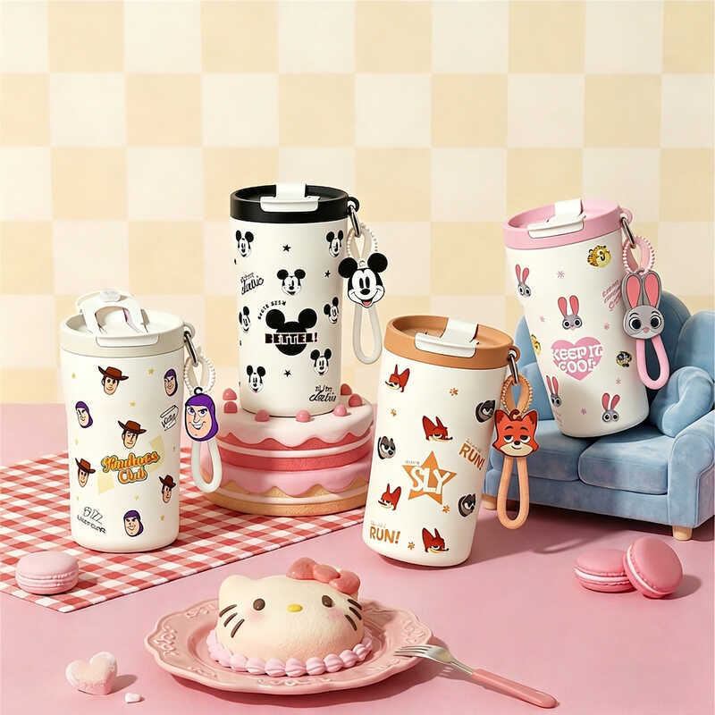 Crazy Animal City Anri Coffee Thermos Cup Girl Cốc Rơm Dễ Thương Xe Hàng Ngày Di Động Đôi Cốc Uống