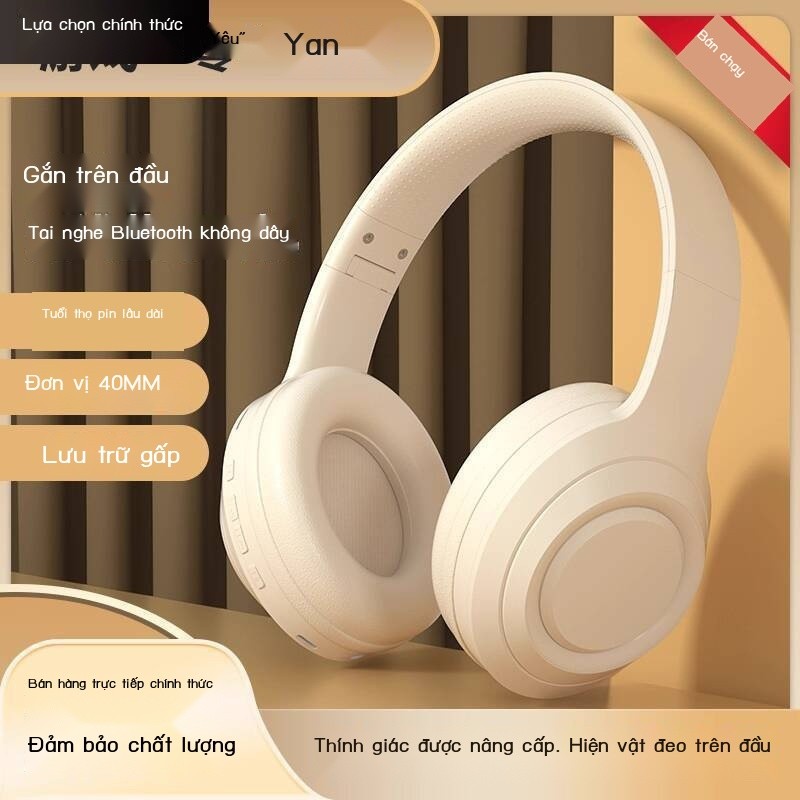 Tai Bluetooth New Berlin Sound DR58 không dây, thời lượng pin dài, khử tiếng ồn, nghe chụp tai Huaq