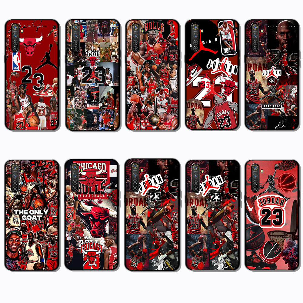 Ốp điện thoại màu đen mềm thời trang cho Realme C3 3 5 5s 5i 6i 6s 6 Pro Michael Jordan