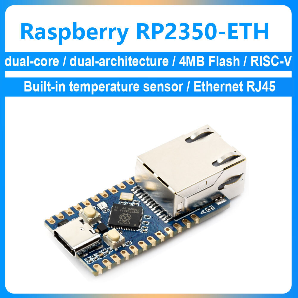 Raspberry Pi Pico 2 RP2350 ETH RP2350A chip CH9120 Mạng Ethernet TCP / UDP Cảm biến nhiệt độ tích hợ