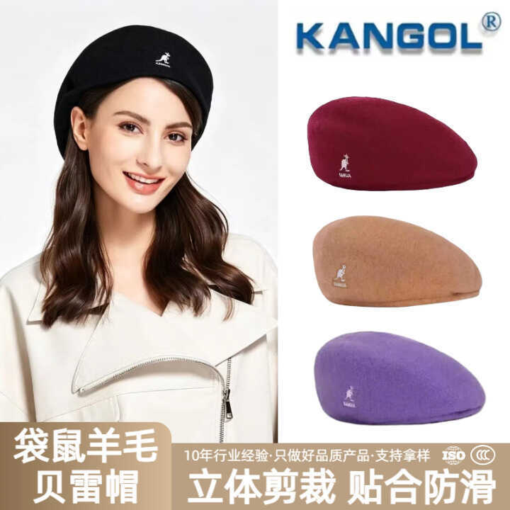 KANGOL Kangaroo Dạo Phố Mũ Thời Trang Phù Hợp Với 504 Kiểu Có Tem Thép Len KANGOL Beret
