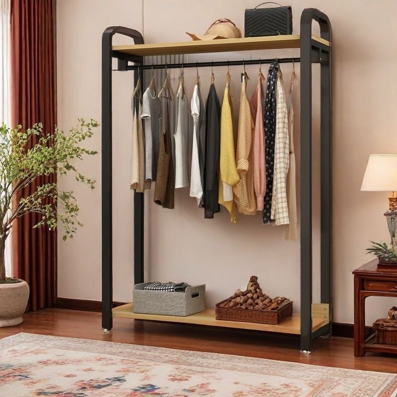 Giá kiểu mở Muxin, để đồ gia dụng đơn giản, kệ nguyên khối, treo áo đứng bằng gỗ thép, giá phơi quần