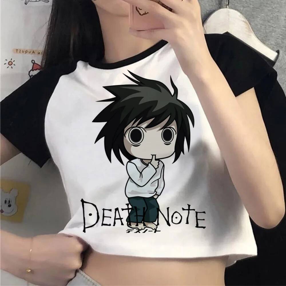 Death Note crop top shoujo y2k baddie emo grunge streetwear top tees y2k emo anime