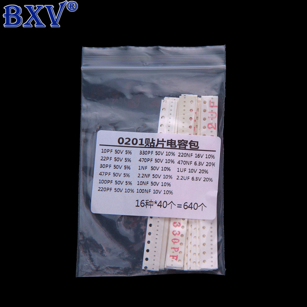 Bộ Tụ Điện SMD 16 Giá Trị - 0201 0402 Hộp Phân Loại MLCC Mỗi 40 Chiếc (10pF-10μF)
