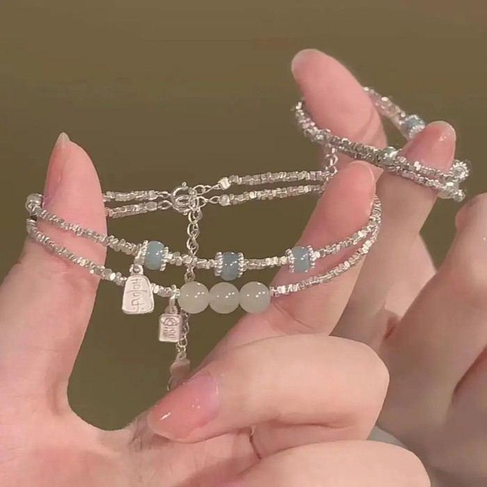 hạt bạc hòa bình và niềm vui một vài lượng bạc vòng tay bestie thích hợp khí chất tinh tế trang s