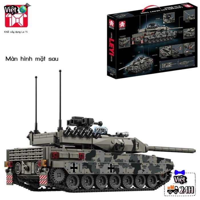 Mô hình xe tăng hạng nặng Leopard 2A7 của Đức khó lắp ráp cho người hâm mộ quân đội, các hạt nhỏ tư