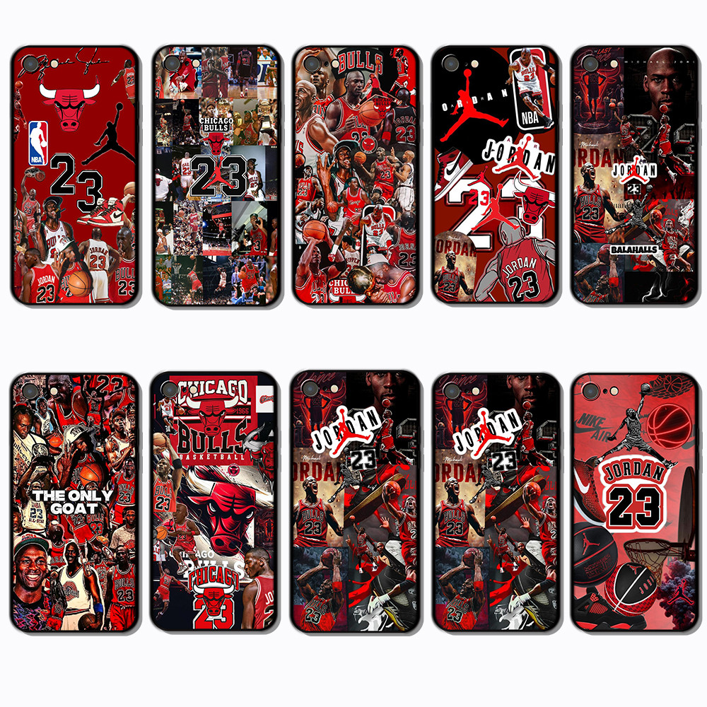 Ốp điện thoại màu đen mềm thời trang cho iPhone 5 5s 6 6s 6 Plus 7 SE Michael Jordan