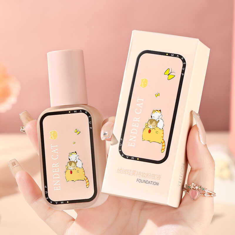 EDER CAT Velvet Light Mist Hold Makeup Liquid Foundation Ivory White Natural Color Concealer Sửa đổi
