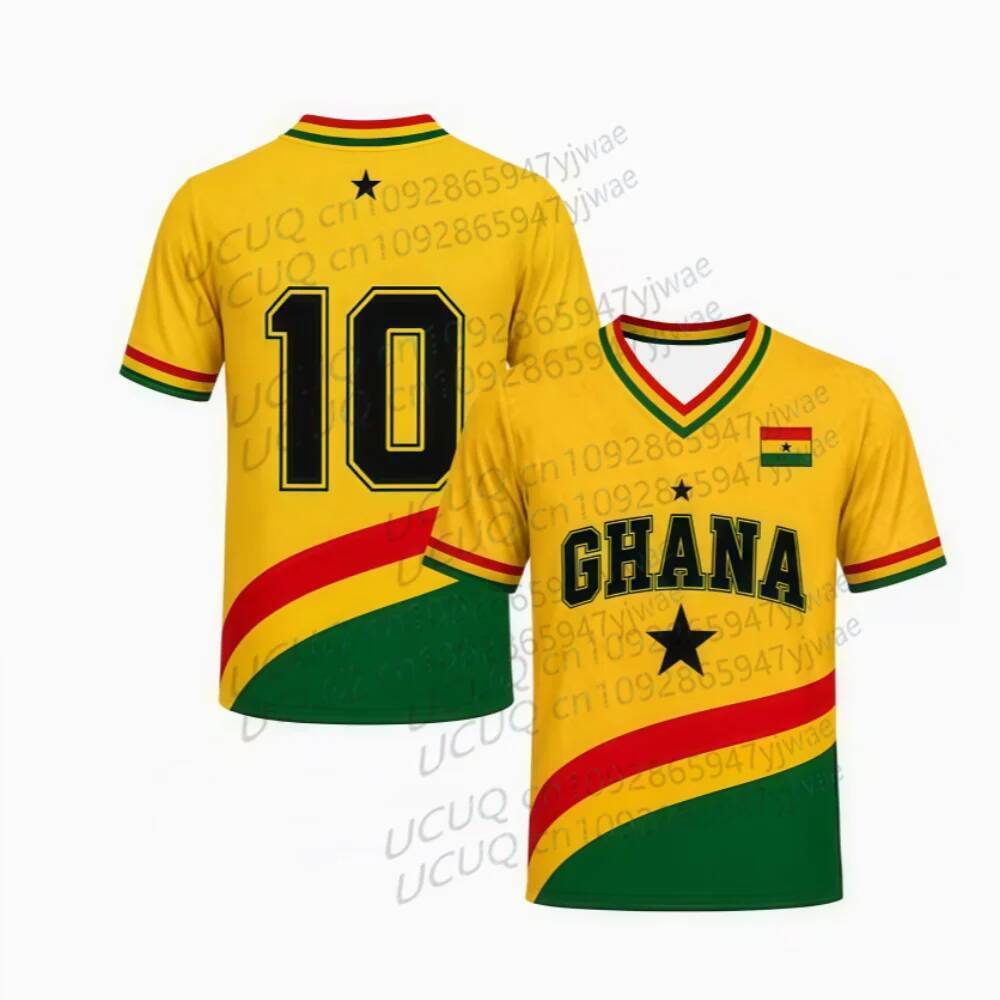 Nam Nữ GHANA In Hình Mùa Hè Graphic Tee Jersey Plus Size Áo Thun Thể Thao Cổ Chữ V Tay Ngắn Áo Thun 