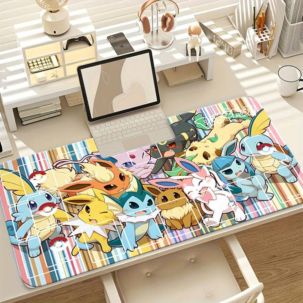 Eevee Evolutions & Squirtle Starter TCG Playmat Tấm lót chuột chơi game chống trượt lớn Thảm để bàn