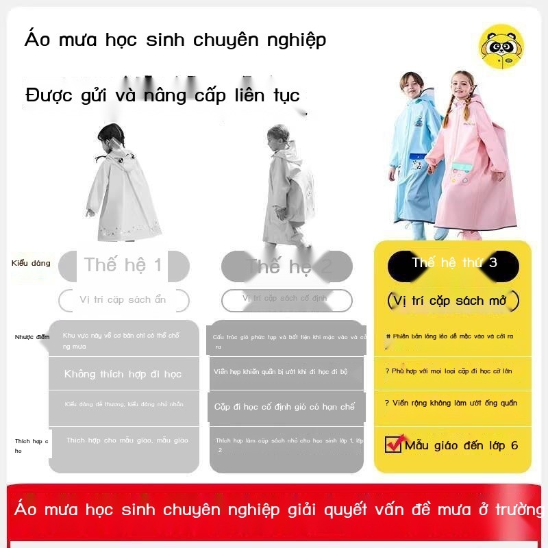 [SẴN-RẺ]  Áo mưa trẻ em cao cấp cho trai bé gái 2r024 mẫu mới trường tiểu học lớp một có ngăn đựng