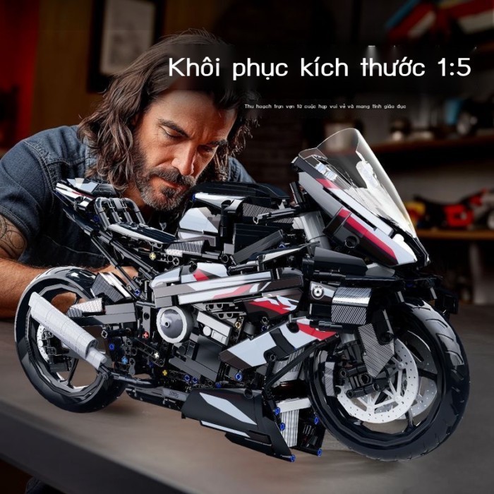 M1000RR xe máy Chiến Binh Đen khối xây quà tặng người lớn mô hình lắp ráp khó kh