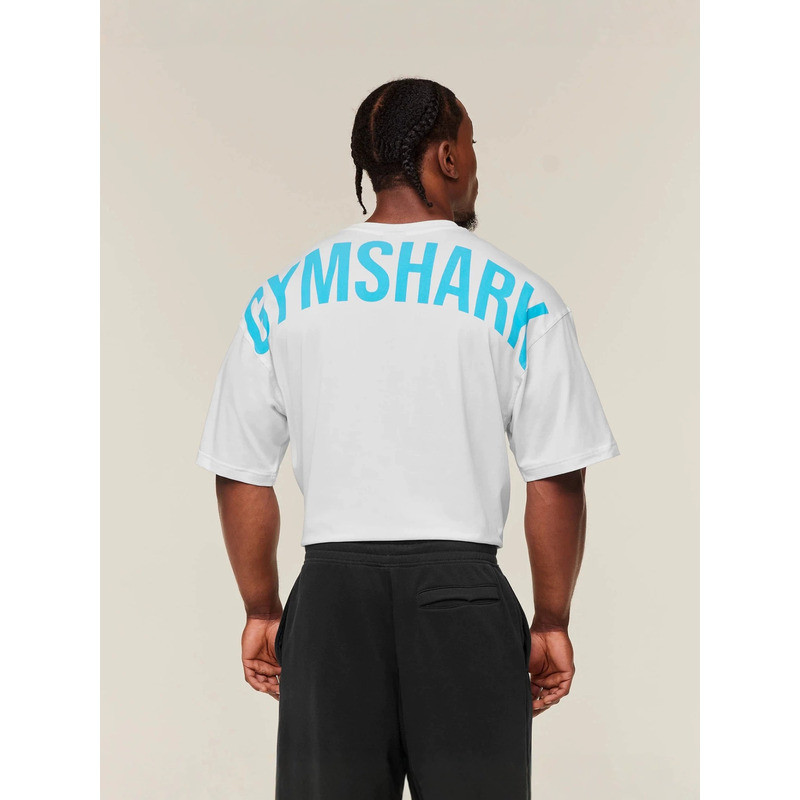 GYMSHARK Shark Fitness American Street Wear Áo thun nam dáng rộng thời trang Plus Size Áo thun