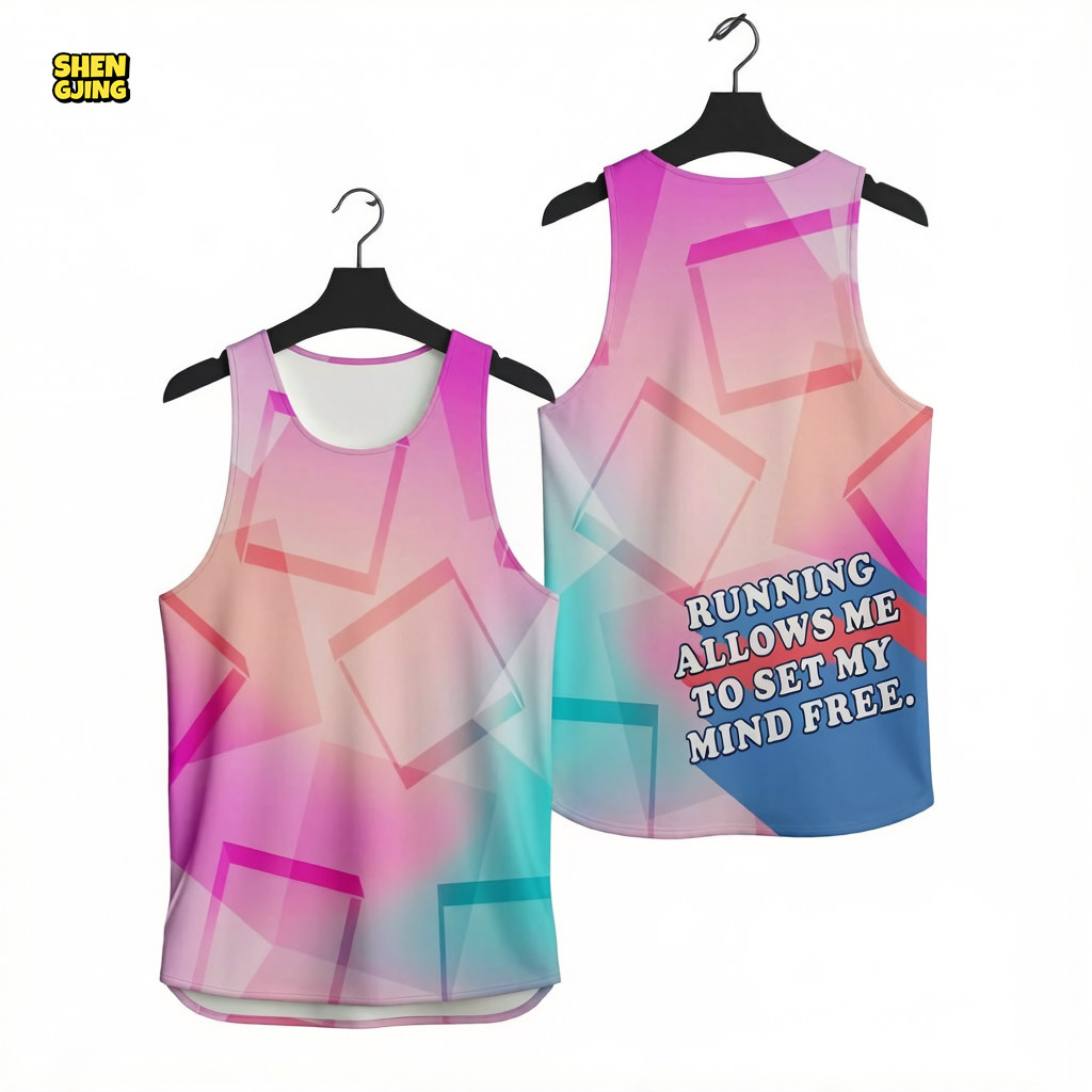 SHENGJING-Pastel Gradient Square Running Singlet Quick Dry Tank Top