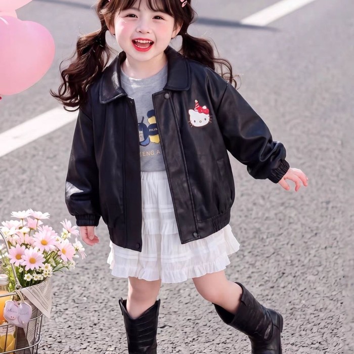 Girls Spring And Autumn Jackets New Baby Autumn Style Leather Clothes Little Girls Autumn Clo