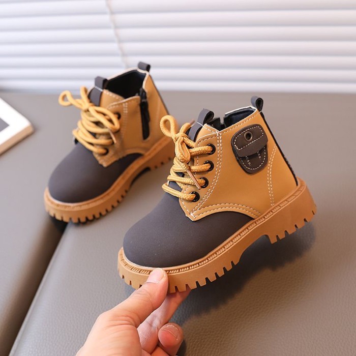 New Girls' Shoes, Children's Martin Boots, Single Boots, Small Yellow Boots, Boys' Short Boot