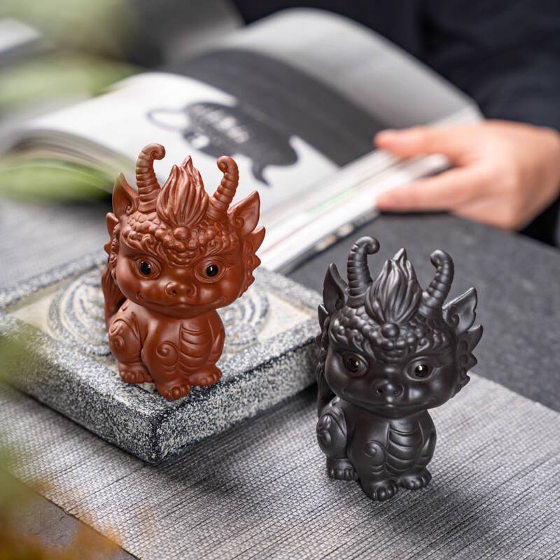 Đồ gốm sứ mini hình bò dễ thương, sáng tạo, thú cưng cung hoàng đạo bằng đất sét tím, dùng cho việc