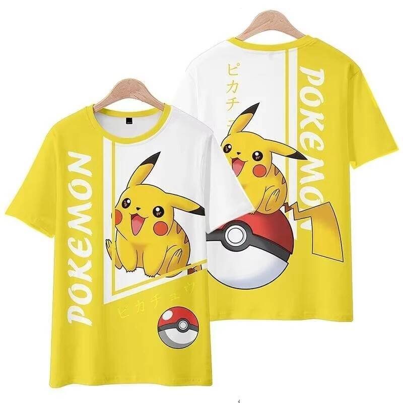 2026 Bandai Anime Pok É Mon Pikachu Ngoại Vi Pok É Mon Tay Ngắn Cha Mẹ-Con Sấy Nhanh Thoáng Khí 3D I