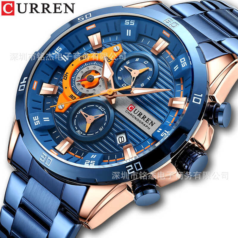 Đồng hồ thể thao đa chức năng nam CURREN CURREN 8402 Lịch chống nước Dây thép Đồng hồ thạch anh nam 