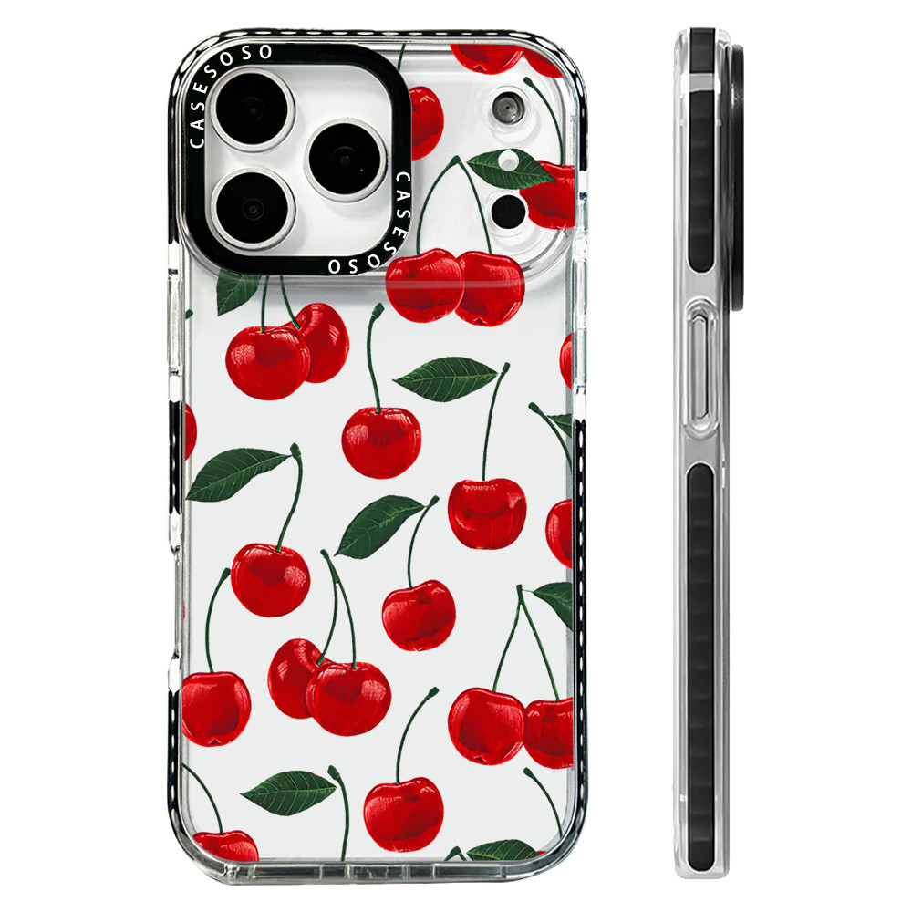 Ốp Màu Tương Thích Cho IPhone11 12 13 14 15 16 17 Pro Max 13Mini Cover Screenful Cherry Green Leaves