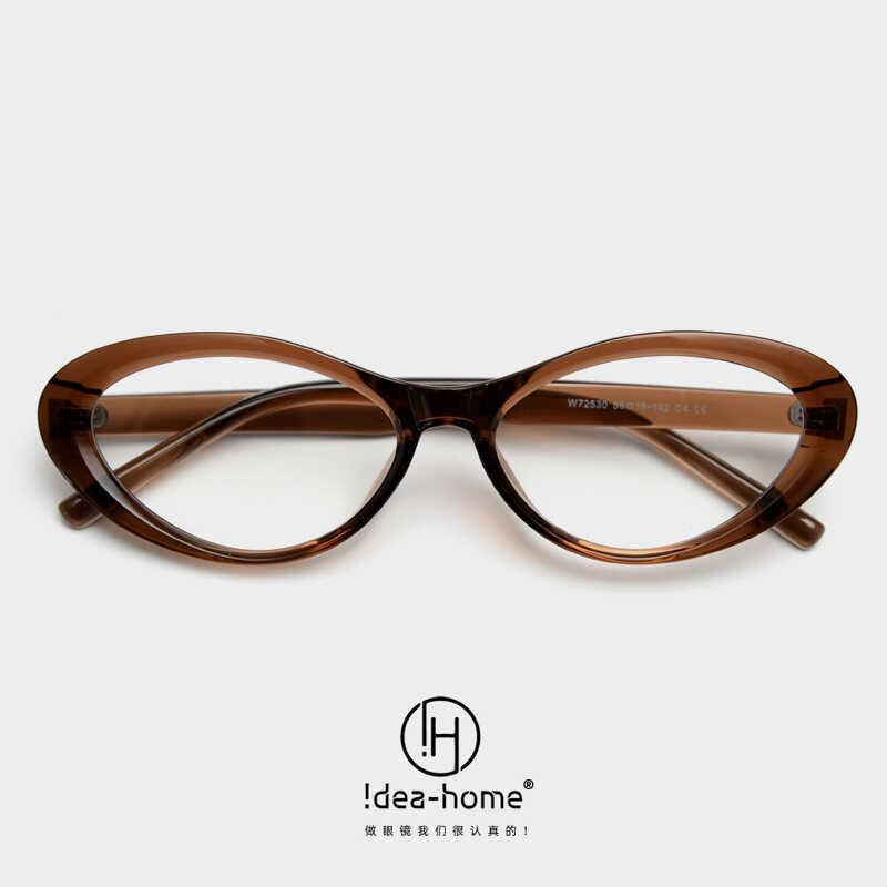 W72530 Hình Bầu Dục Nhỏ Hình Mèo Cận Thị Khung Kính Nữ Chụp Đường Phố Retro Khung Trơn Có Thể Được T