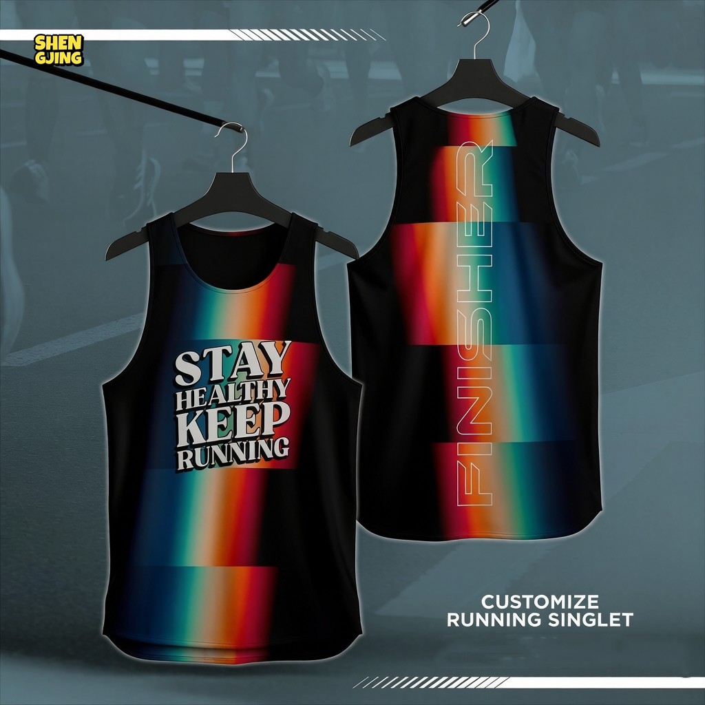 SHENGJING-Stay Healthy Keep Running Graphic Athletic Training Singlet