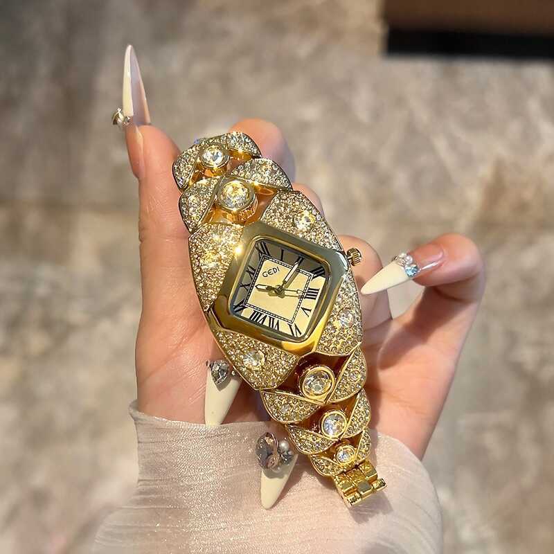 GEDI GEDI Light Luxury Full Diamond Vòng tay cao cấp Đồng hồ nữ Niche Vòng tay cổ điển cao cấp Đồng 