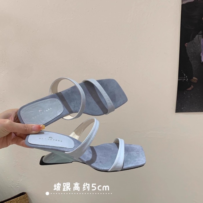 Design Niche Wedge Slippers For Women Summer Outer Wear New Style One-strap High Heels French