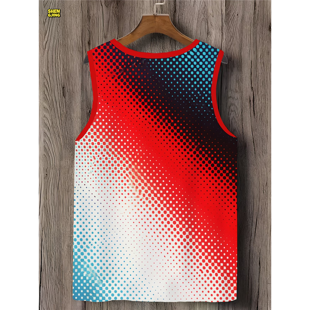 SHENGJING-Red Blue Gradient Halftone Dot Sport Tank Top