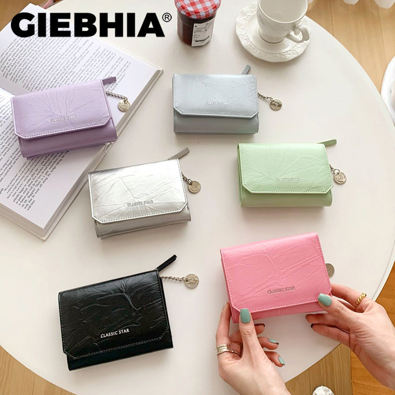 Mặt dây chuyền bạc NICOO ~ Phổ biến Crack Ladies WALLET Đơn giản insPU Nữ WALLET Giá đỡ thẻ TƯỜNG