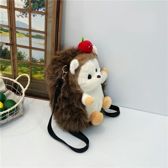 Cute Hedgehog Plush Backpack Cartoon Doll Backpack Cute Childrens Doll Plush Bag Birthday Gift