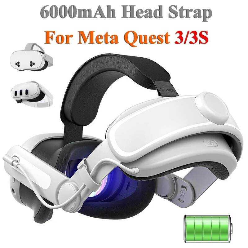 Sạc Thay Thế Đầu Oculus Meta 3 / 3S VR Tai Nghe Sạc 6000mAh Elite Dây Đeo Cho Quest 3S Phụ Kiện