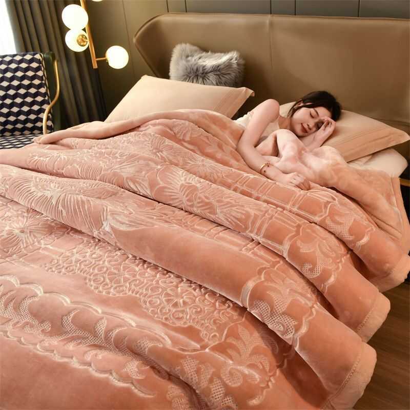 Chăn lông giả Úc 2m màu trơn sang trọng nhẹ nhàng, mây Raschel dành hai người, dày dặn và ấm áp cho 
