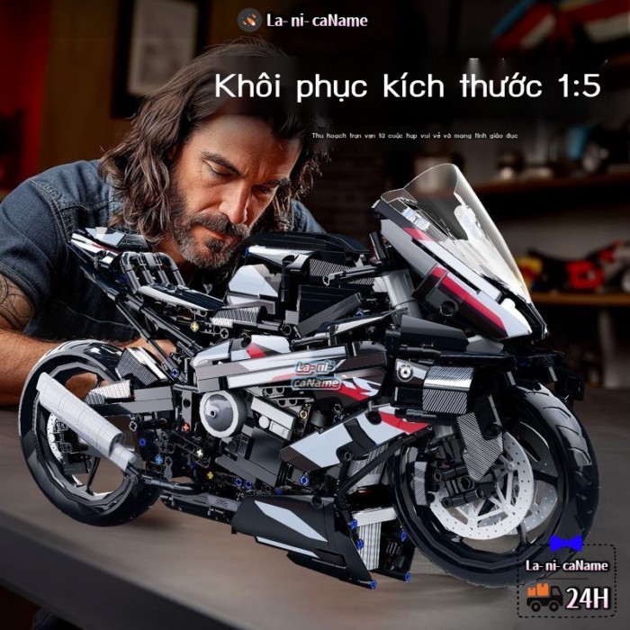 M1000RR xe máy Chiến Binh Đen khối xây quà tặng người lớn mô hình lắp ráp khó kh