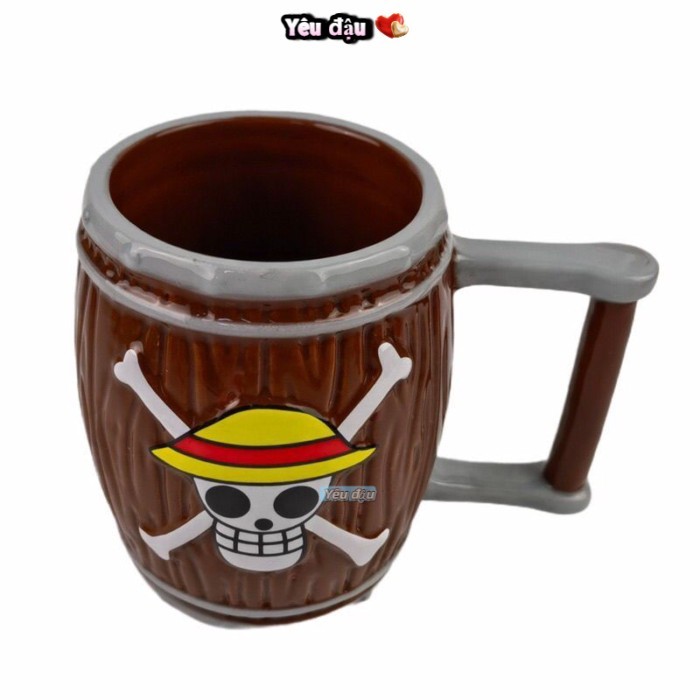 Cốc hình thùng gỗ One Piece, cốc cà phê, đồ dùng để bàn dành cho người hâm mộ anime, đồ trang trí n