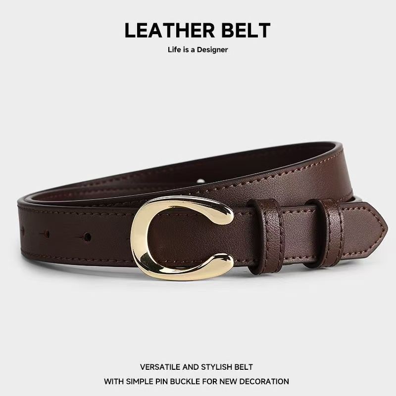 Aokang Thắt Lưng Nữ Phong Cách Hàn Quốc, Da Bò Chất Lượng Cao, Khóa Pin Thời Trang