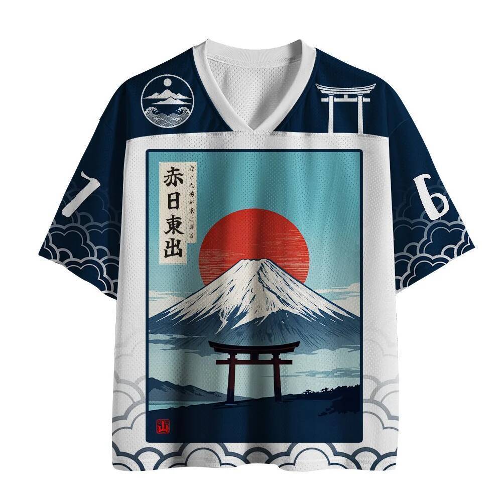 2026 Mới Người Lớn Và Trẻ Em Nhật Bản Fujiyama Torimon Lưới Áo Thun Ukiyo-i Dạo Phố Mùa Hè Thoáng Kh